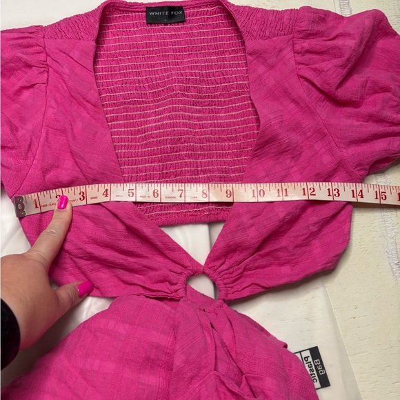 White Fox Whenever You’re Ready Mini Dress 100% Cotton Pink Size Small Cutouts - Picture 3 of 6